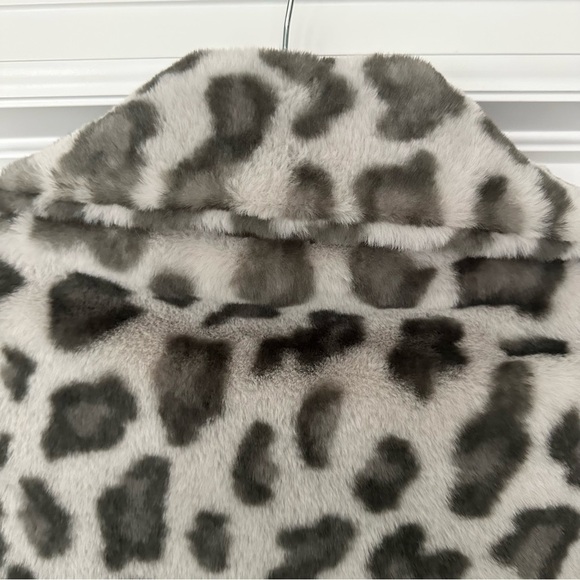 Dylan Faux Fur Leopard Print Coat Jacket Gray Size XS Small - Picture 8 of 11